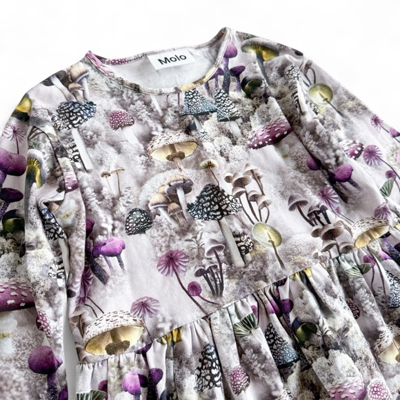 READ - Molo Enchanted Forest Mushroom Long Sleeve Peplum Top Girls sz 122 (US 7) - Picture 3 of 14